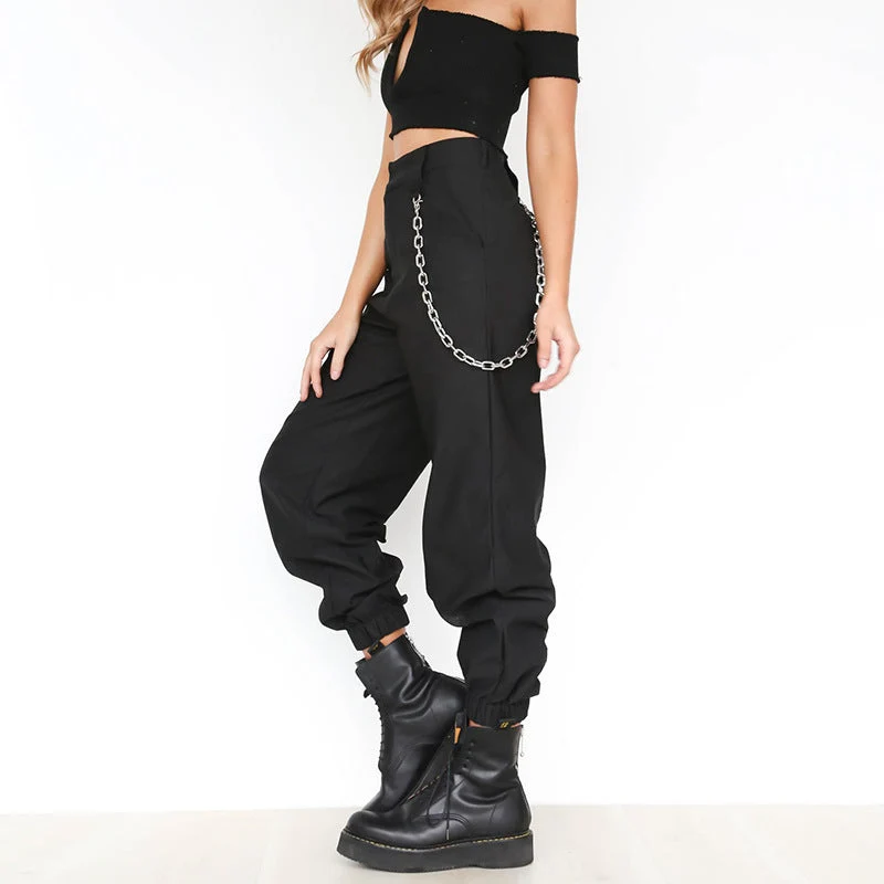 Damen Baggy-Hose mit Kettendetails und komfortablem Bund - Vittorelli