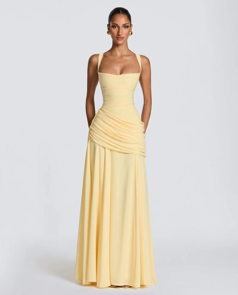 Damen Elegantes langes Cocktailkleid mit raffinierter Drapierung - Arvani