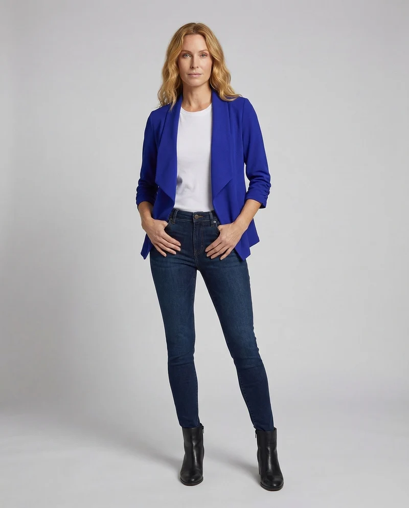 Damen Wasserfall Blazer Kurz
