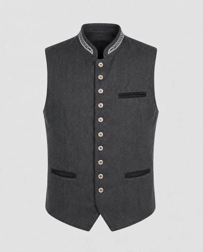 Nord Taschen - Elegante Herren Trachtenweste Grau Traditionell