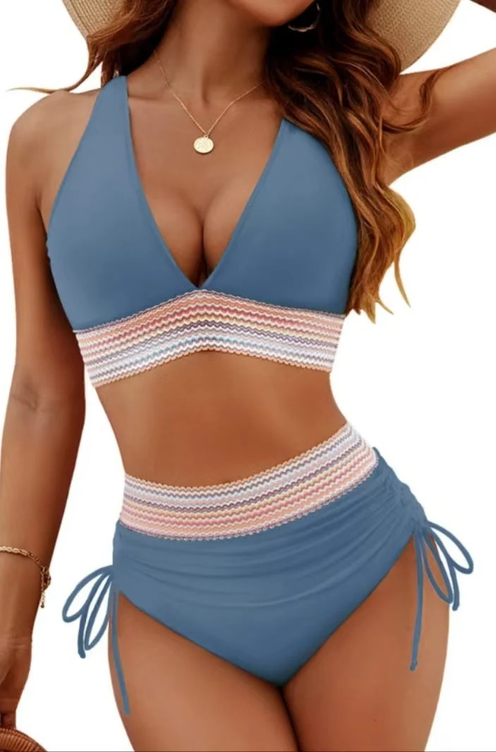 Damen Hoch tailliertes Bikini-Set mit verstellbaren Bändern Nord Taschen
