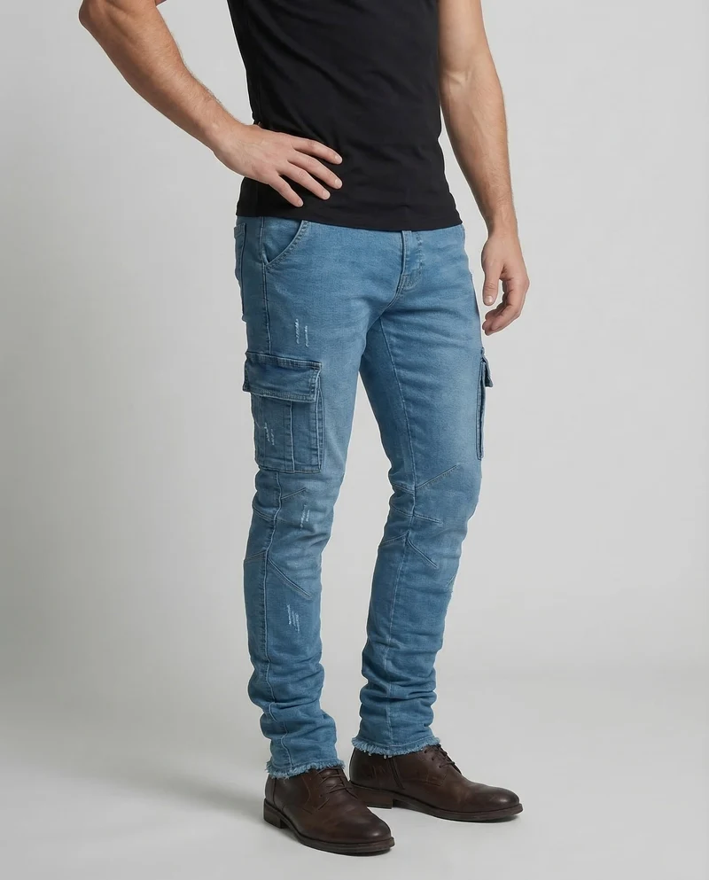 Herren Cargo Hose Stretch Denim