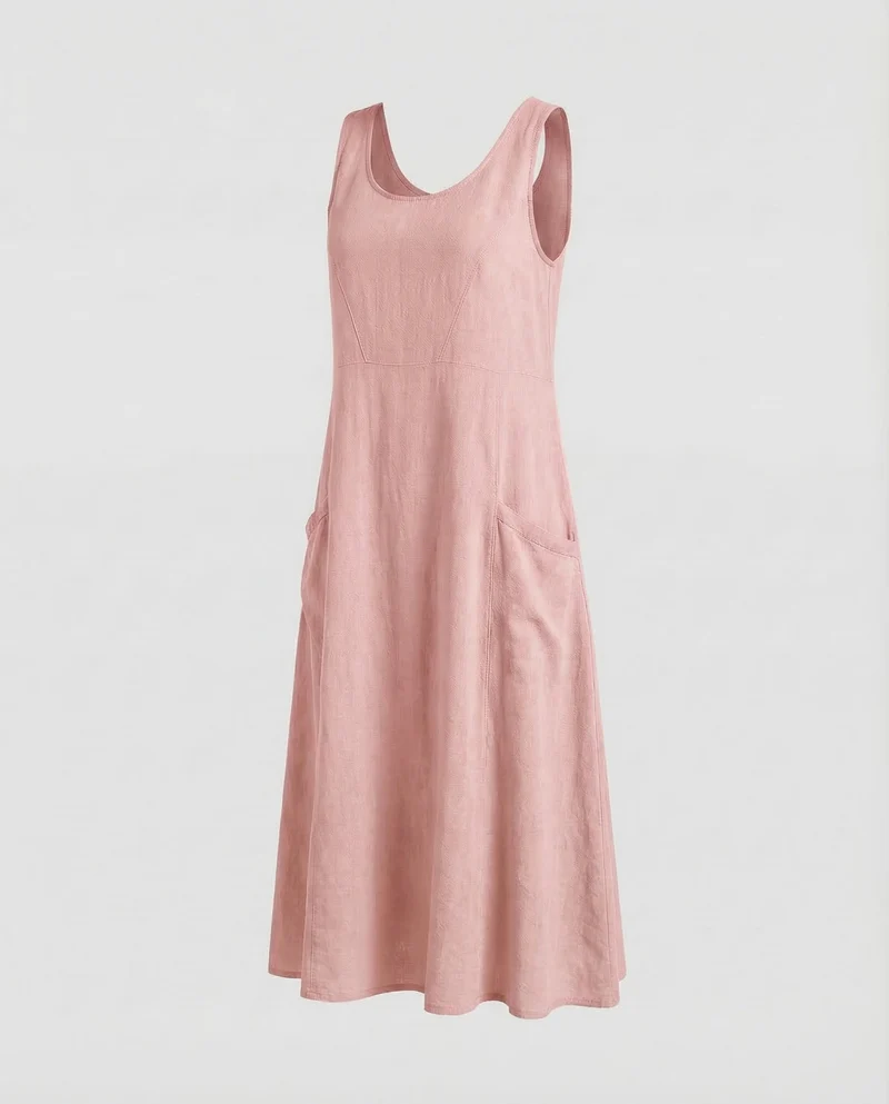 Damen Swing-Kaftankleid Großzügige Seitentaschen