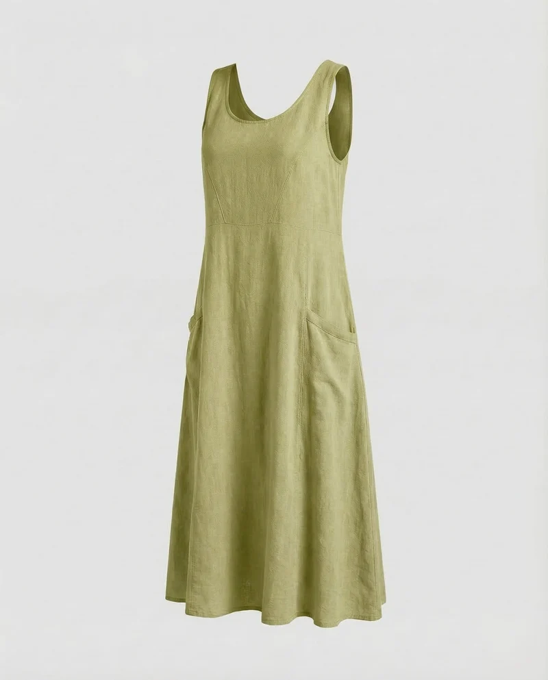 Damen Swing-Kaftankleid Großzügige Seitentaschen
