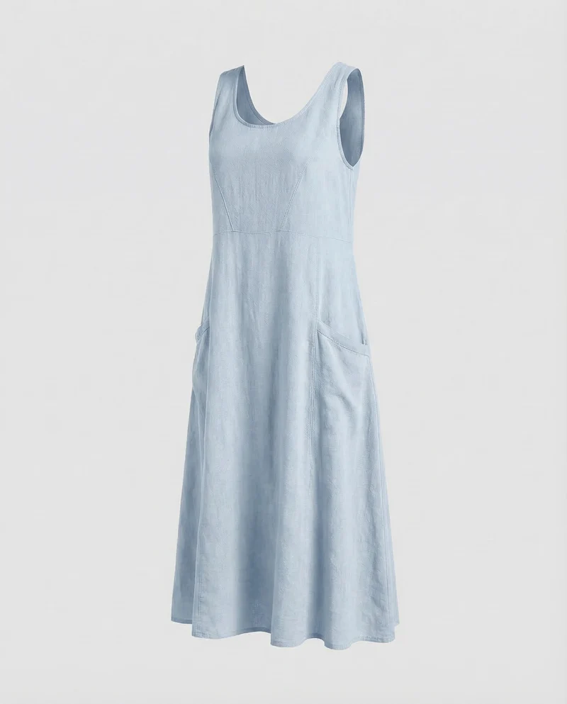 Damen Swing-Kaftankleid Großzügige Seitentaschen