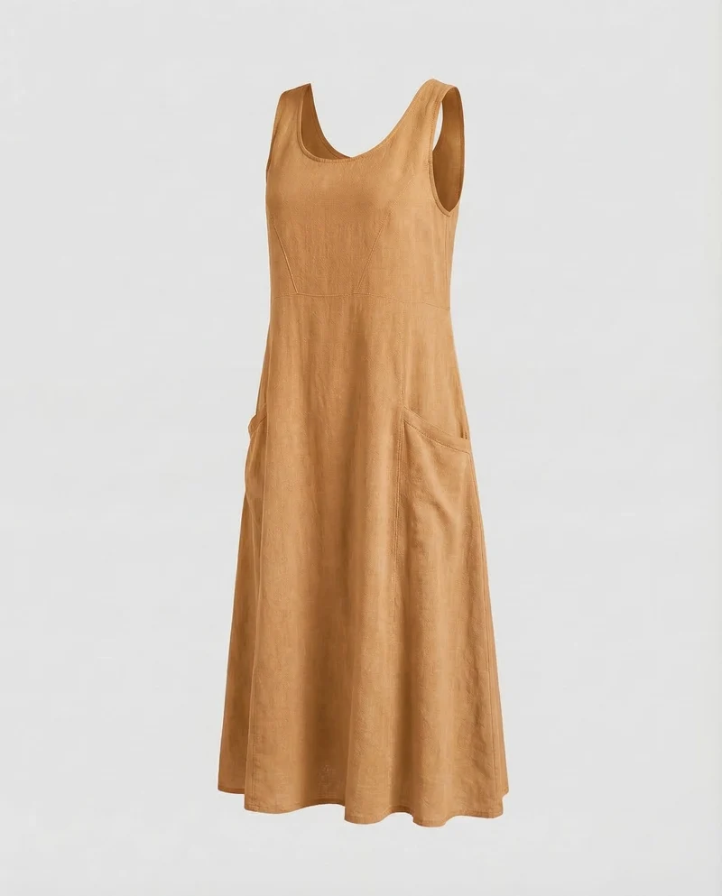 Damen Swing-Kaftankleid Großzügige Seitentaschen