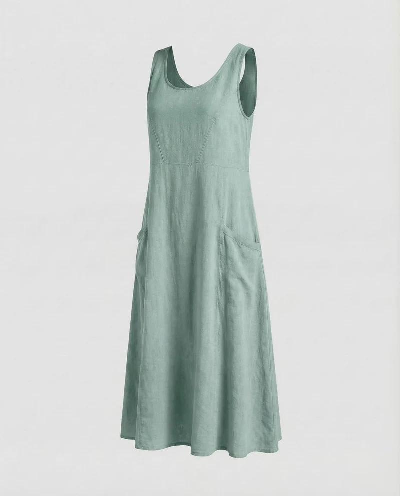 Damen Swing-Kaftankleid Großzügige Seitentaschen
