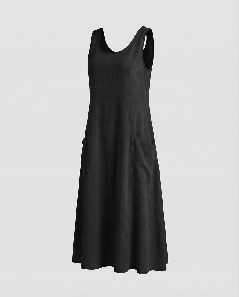 Damen Swing-Kaftankleid Großzügige Seitentaschen