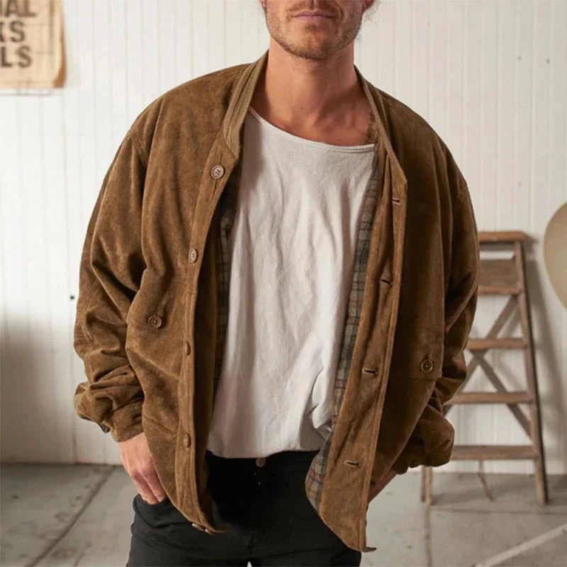 Herren lässige Wildlederjacke im Vintage-Stil mit praktischen Taschen Nord Taschen