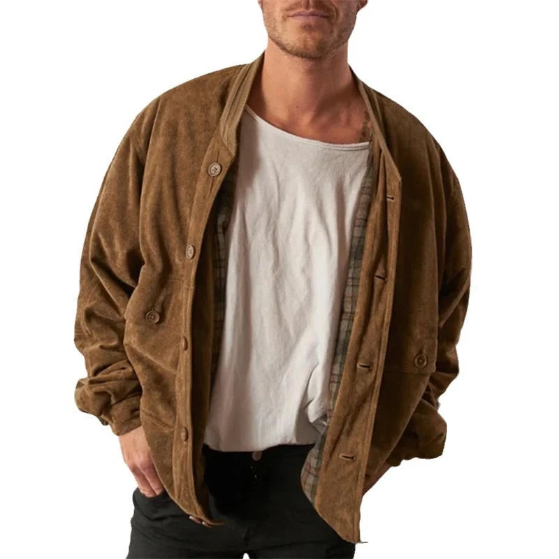 Herren lässige Wildlederjacke im Vintage-Stil mit praktischen Taschen Nord Taschen