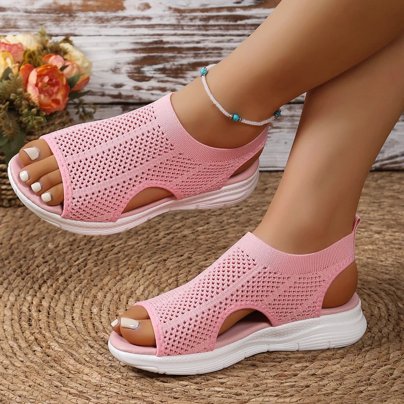 Damen atmungsaktive Badeschuhe mit rutschfester Sohle und elastischem Knöchelansatz