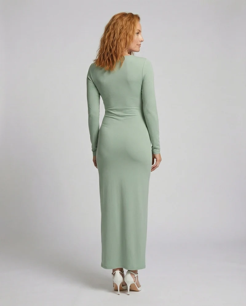 Damen Edle Plissierte Drapierung MischgewNord Taschene Abendkleid