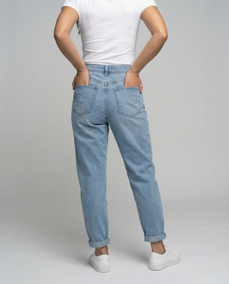 Damen Klassische Konisch zulaufend Denim Denim-Hose
