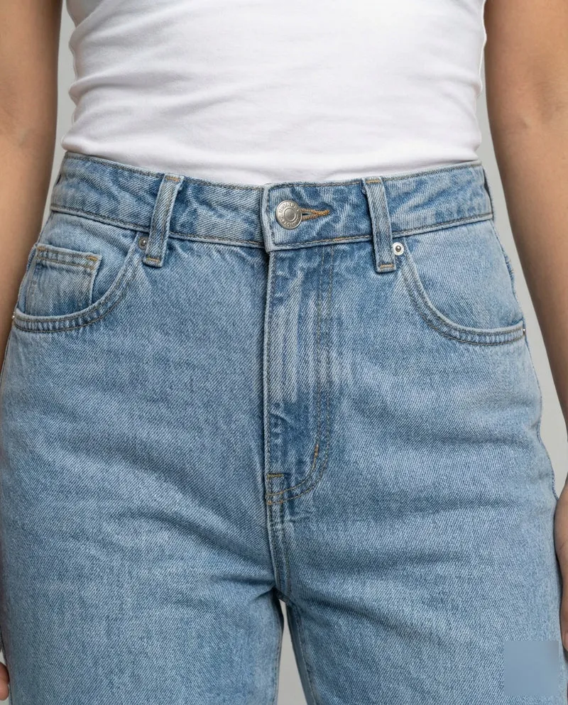 Damen Klassische Konisch zulaufend Denim Denim-Hose