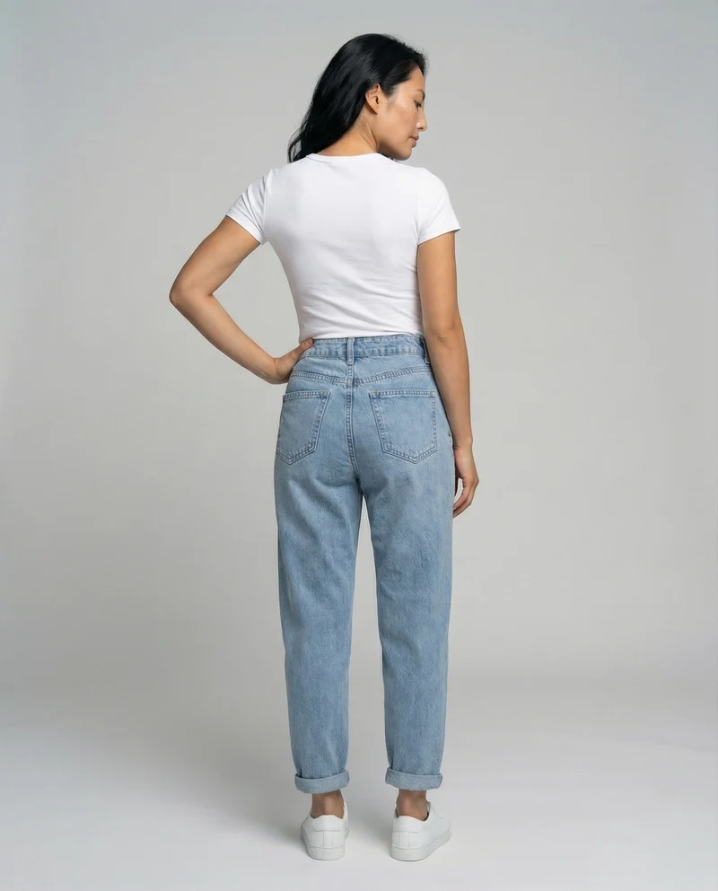 Damen Klassische Konisch zulaufend Denim Denim-Hose
