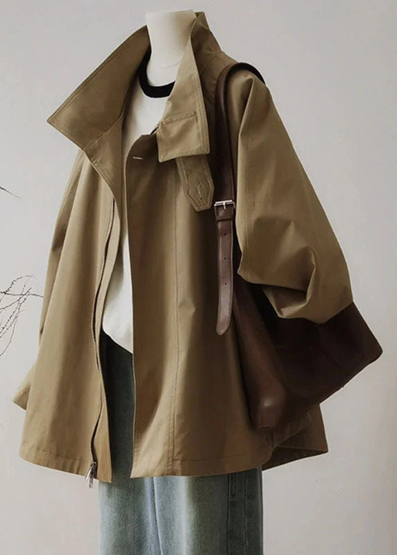 Damen Trenchcoat mit Reißverschluss und langen Ärmeln