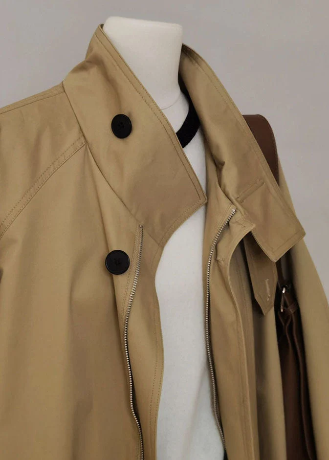 Damen Trenchcoat mit Reißverschluss und langen Ärmeln