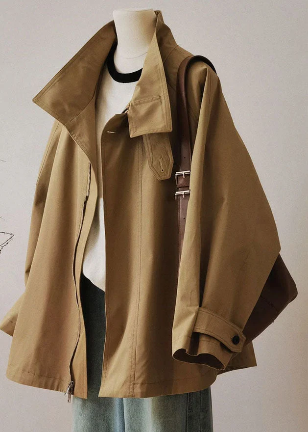 Damen Trenchcoat mit Reißverschluss und langen Ärmeln