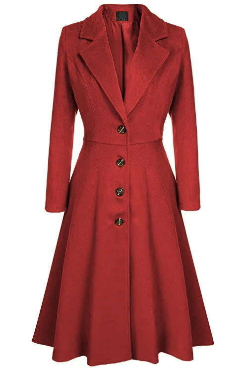 Damen Eleganter Wollmantel mit tailliertem Schnitt und langen Ärmeln
