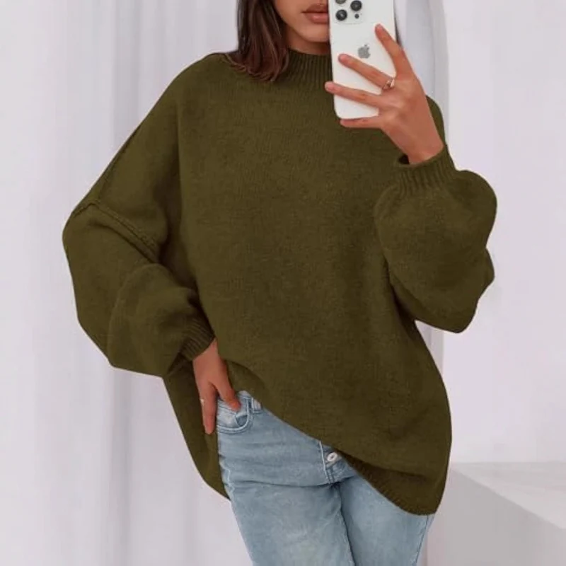 Damen Weicher Oversized Pullover Nord Taschen