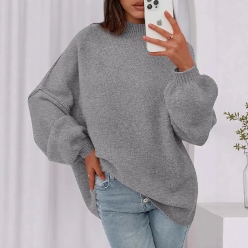 Damen Weicher Oversized Pullover Nord Taschen