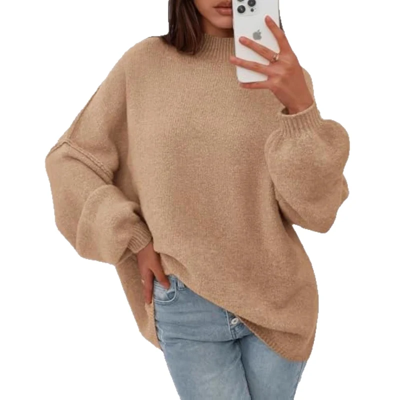 Damen Weicher Oversized Pullover Nord Taschen