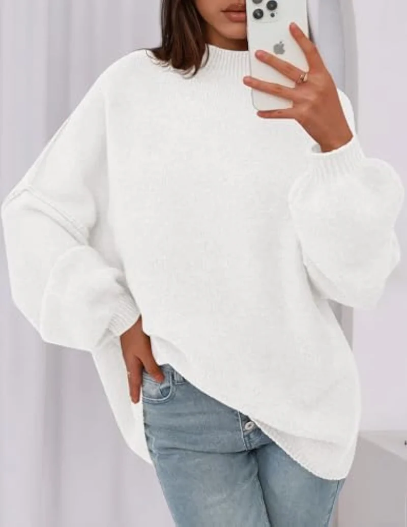 Damen Weicher Oversized Pullover Nord Taschen