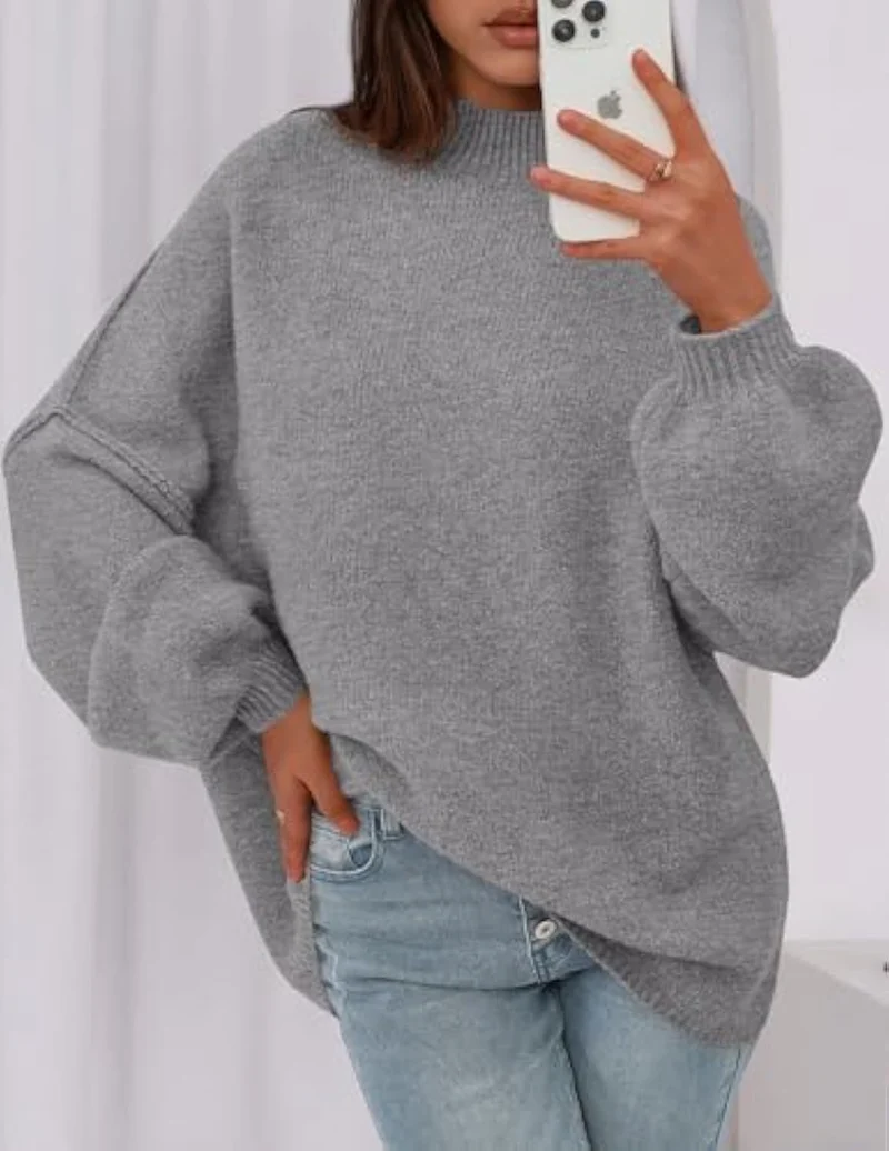 Damen Weicher Oversized Pullover Nord Taschen