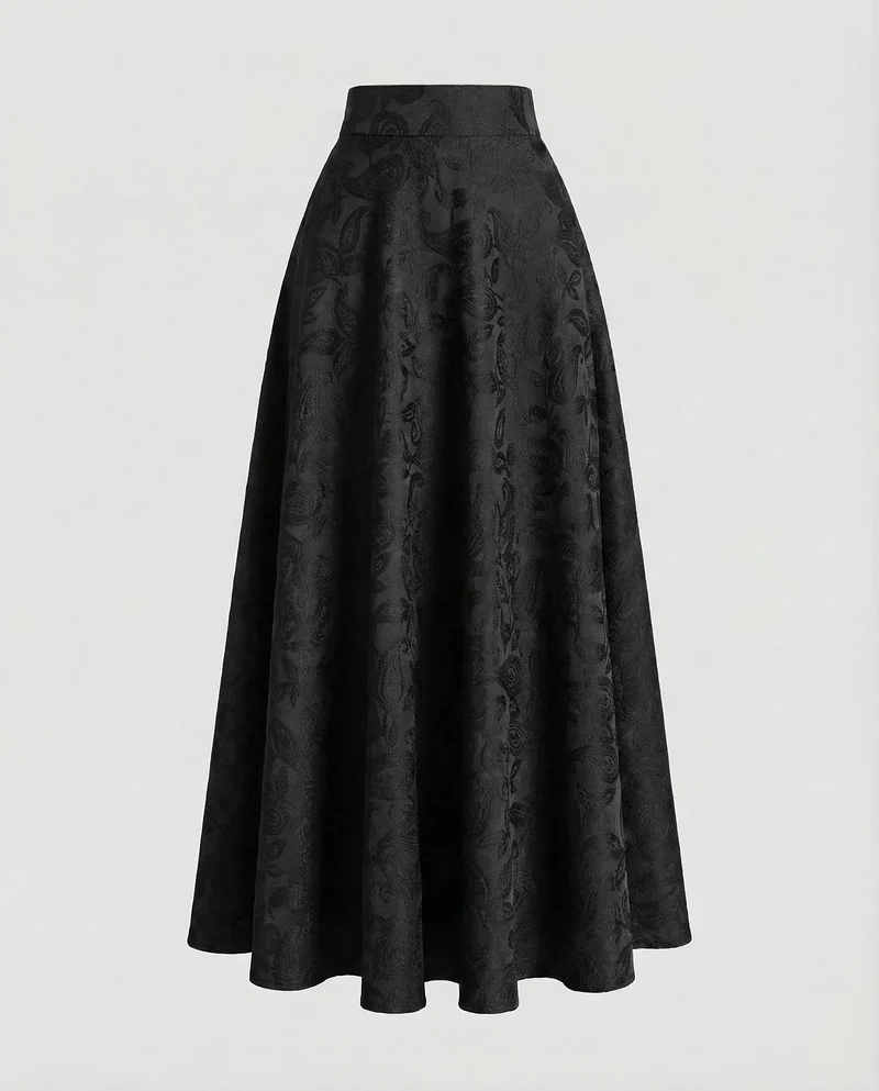 Damen Jacquard Maxirock Paisley