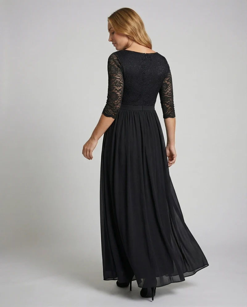 Damen Elegante U-Boot Spitze Spitzen-Abendkleid