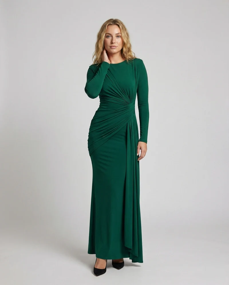 Damen Fließende Taillen-Twist Jersey-Abendkleid Avellé