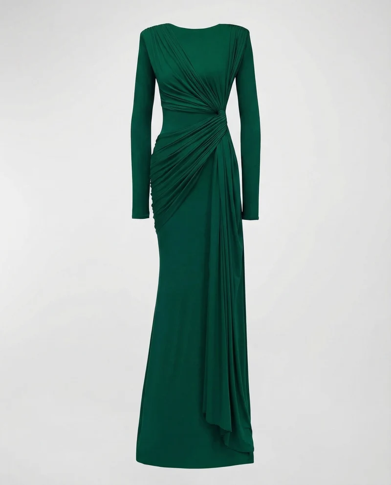 Damen Fließende Taillen-Twist Jersey-Abendkleid Avellé