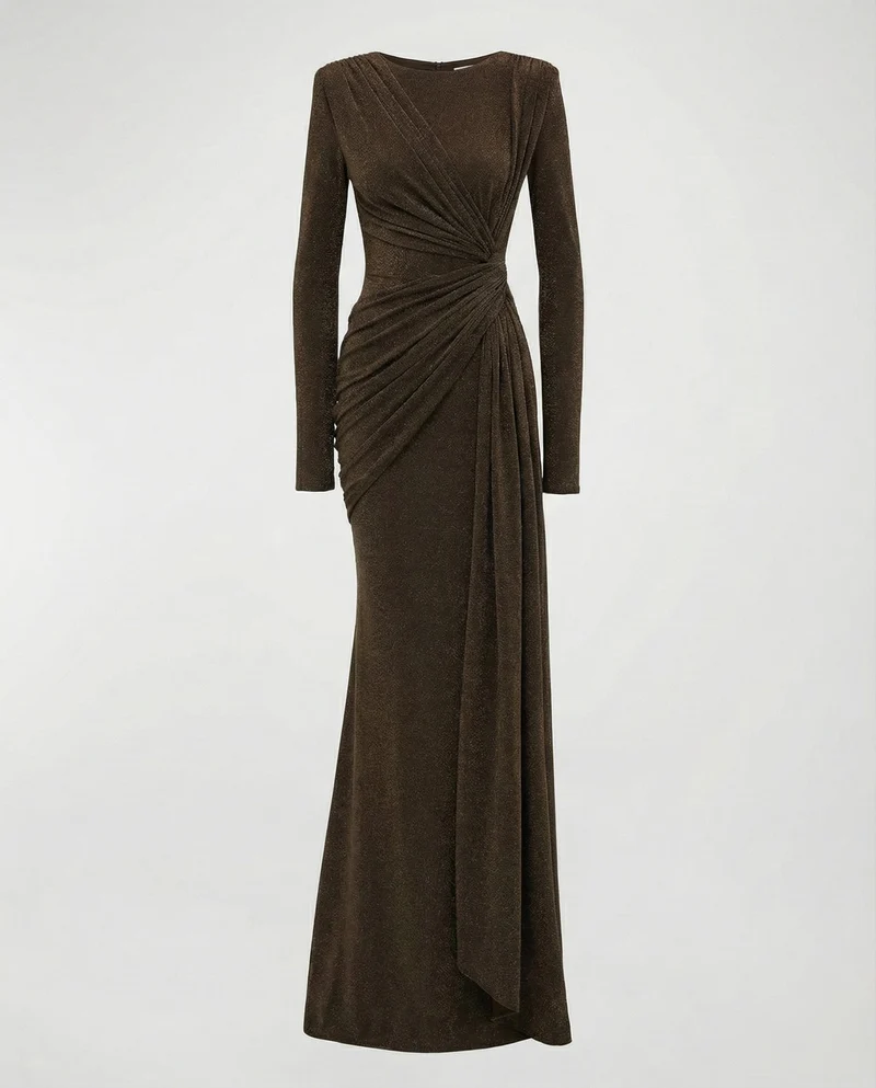 Damen Fließende Taillen-Twist Jersey-Abendkleid Avellé