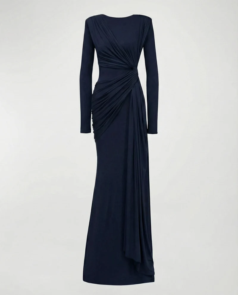Damen Fließende Taillen-Twist Jersey-Abendkleid Avellé