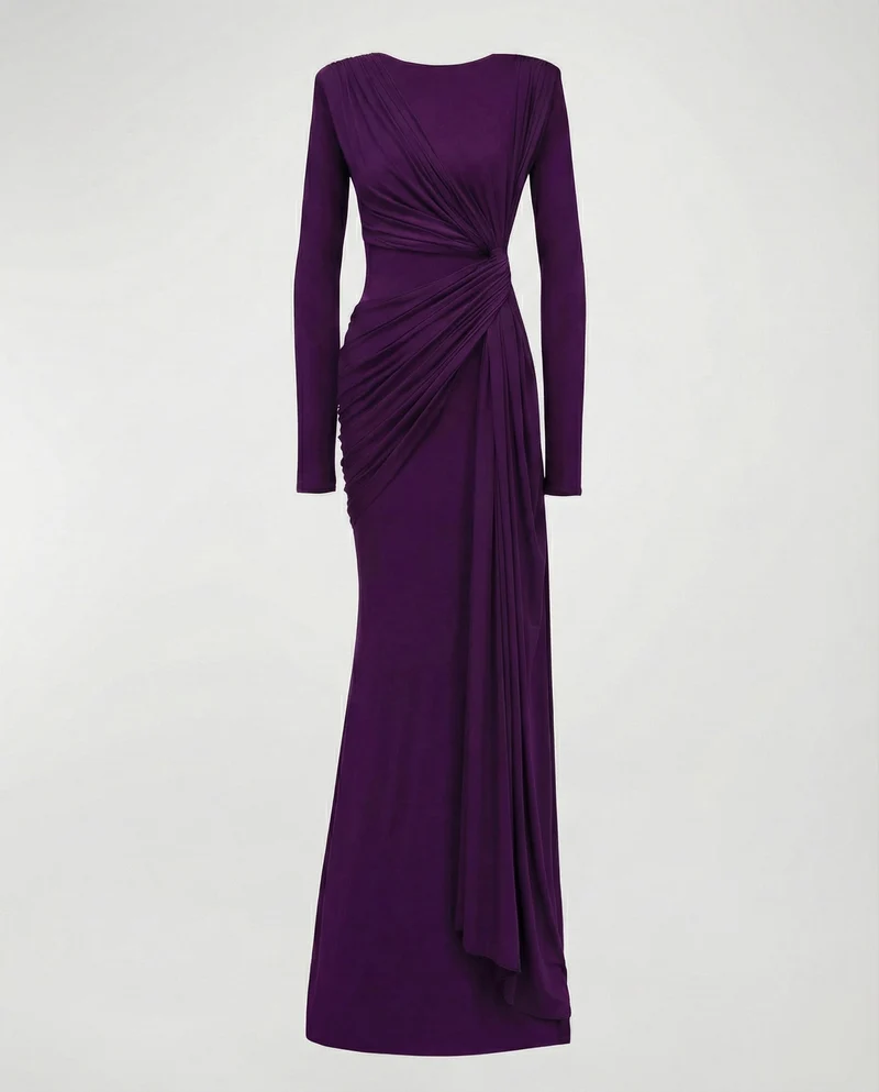 Damen Fließende Taillen-Twist Jersey-Abendkleid Avellé