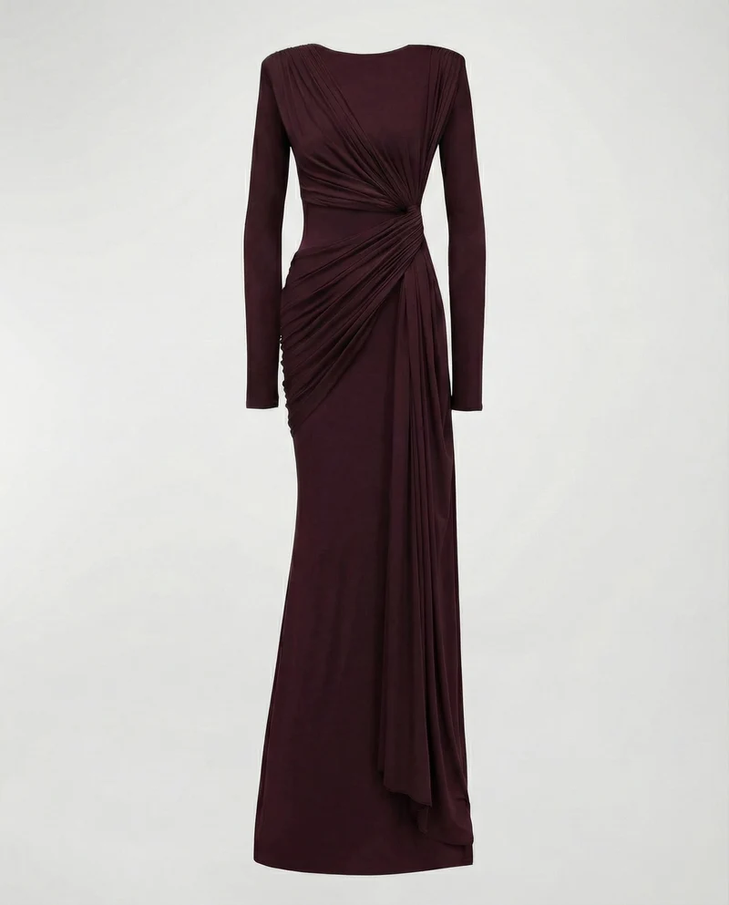 Damen Fließende Taillen-Twist Jersey-Abendkleid Avellé