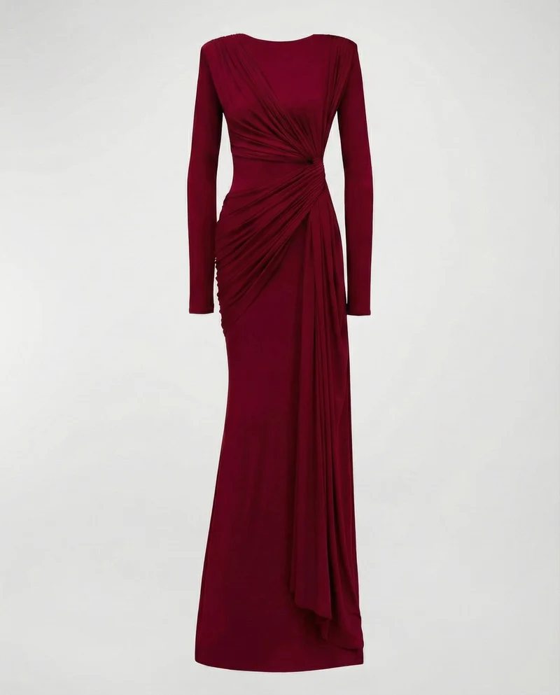 Damen Fließende Taillen-Twist Jersey-Abendkleid Avellé