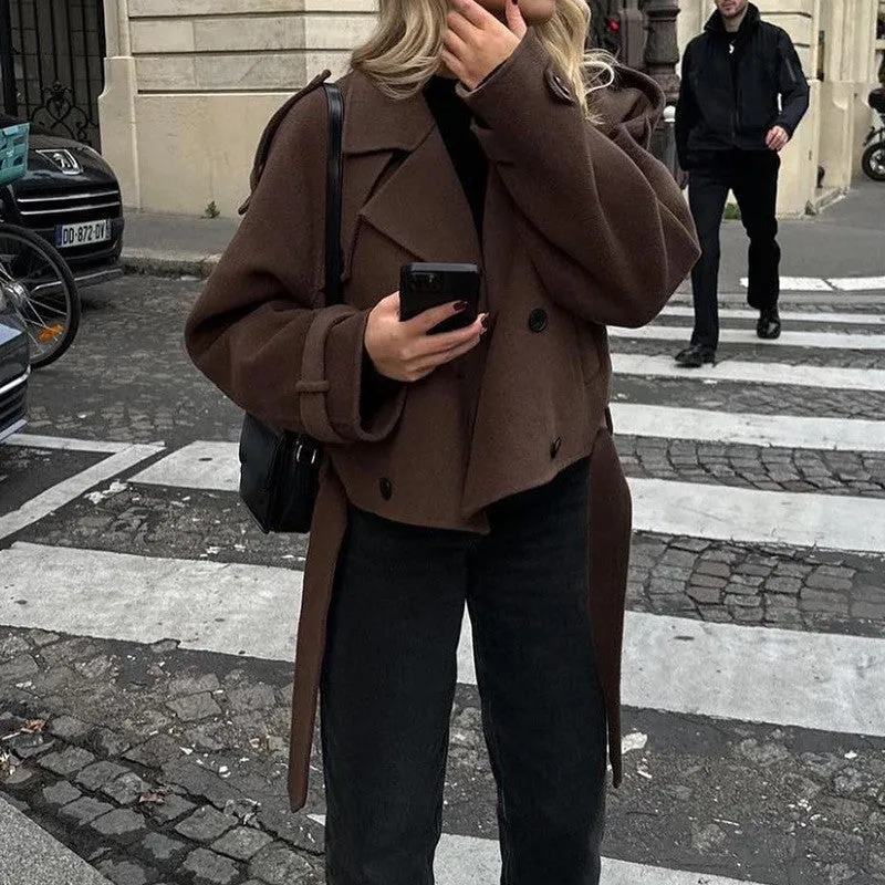 Damen modische cropped Jacke im Trench-Stil Avellé