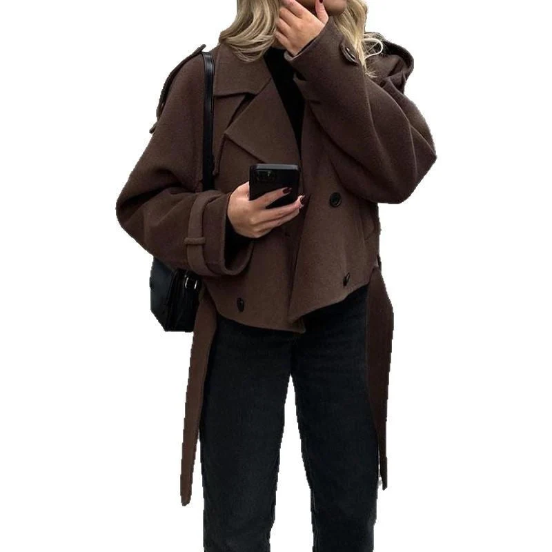 Damen modische cropped Jacke im Trench-Stil Avellé