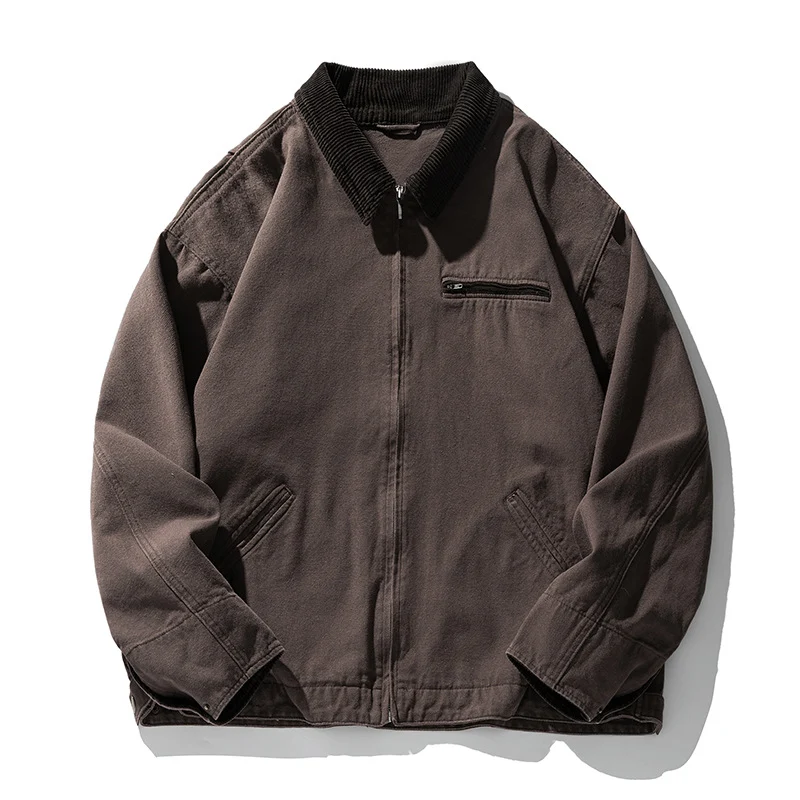 Unisex Boxy Canvas-Overshirtjacke mit Cordkragen und Brust-Reißverschlusstasche Nord Taschen