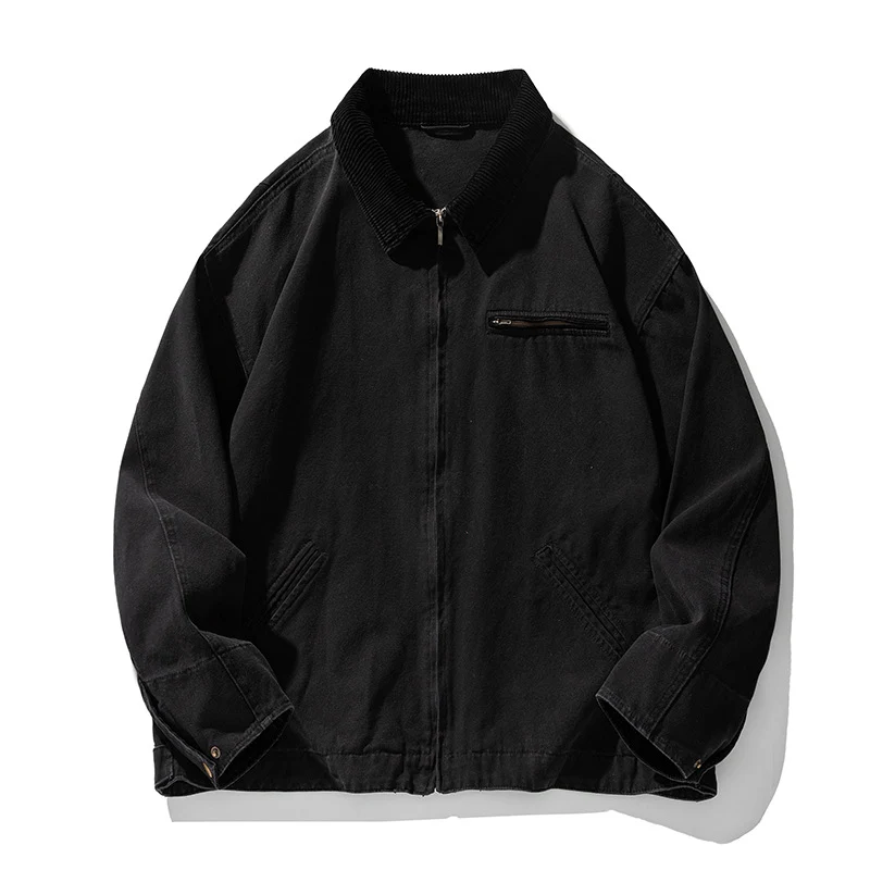Unisex Boxy Canvas-Overshirtjacke mit Cordkragen und Brust-Reißverschlusstasche Nord Taschen