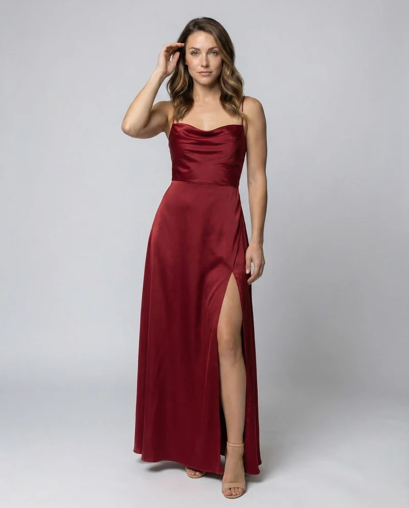 Elegantes Maxikleid für Damen mit fließendem Schnitt und Seitenschlitz für besondere Anlässe | Avellé