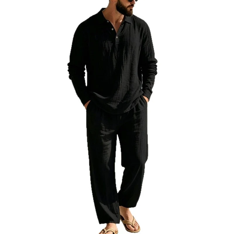 Herren Lässiger Leinen Pyjama Nord Taschen