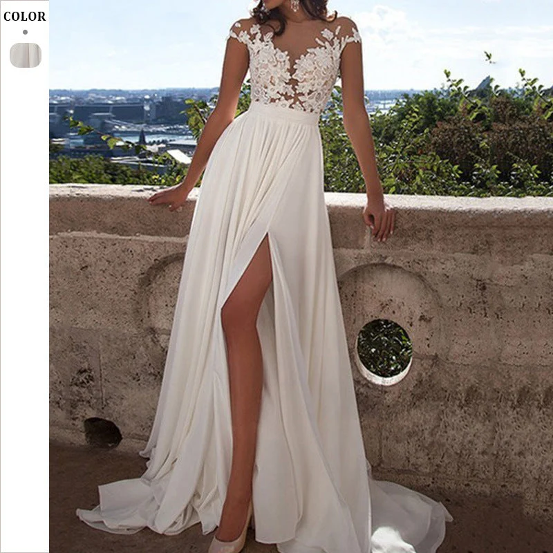 Damen Hochzeitskleid mit elegantem Spitzen-Oberteil und fließendem Rock Avellé
