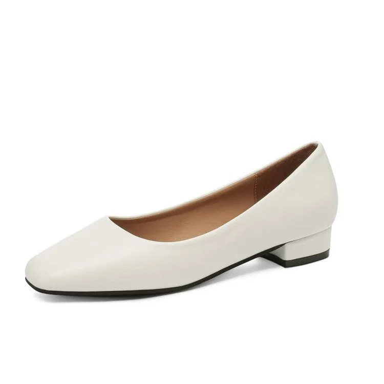 Damen klassische Ballerinas mit elegantem Quadratzehen-Design und leichtem Blockabsatz - Vittorelli