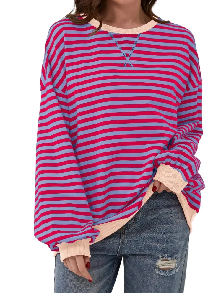Lässiges Gestreiftes Sweatshirt Weich und Stilvoll Perfekt für Entspannte Tage