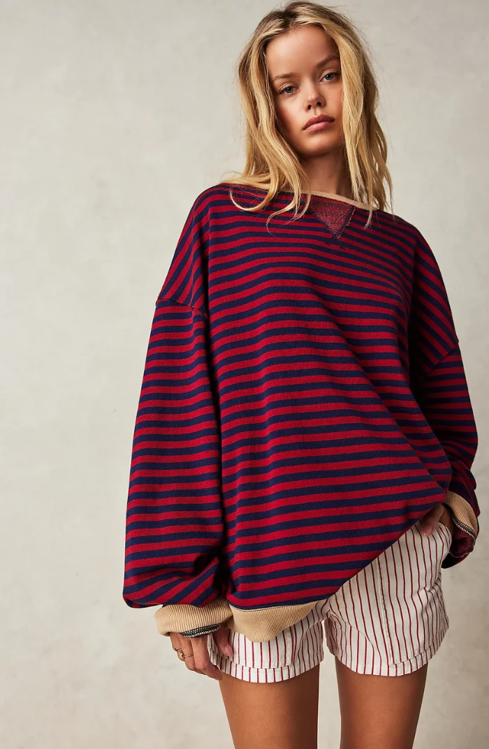 Lässiges Gestreiftes Sweatshirt Weich und Stilvoll Perfekt für Entspannte Tage
