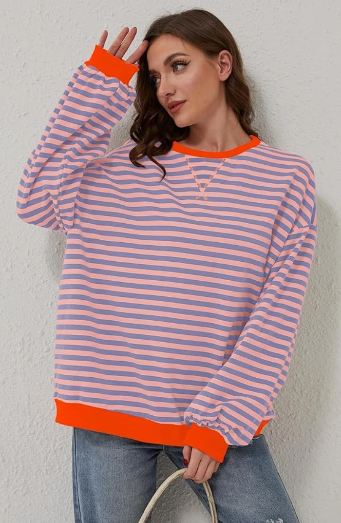 Lässiges Gestreiftes Sweatshirt Weich und Stilvoll Perfekt für Entspannte Tage