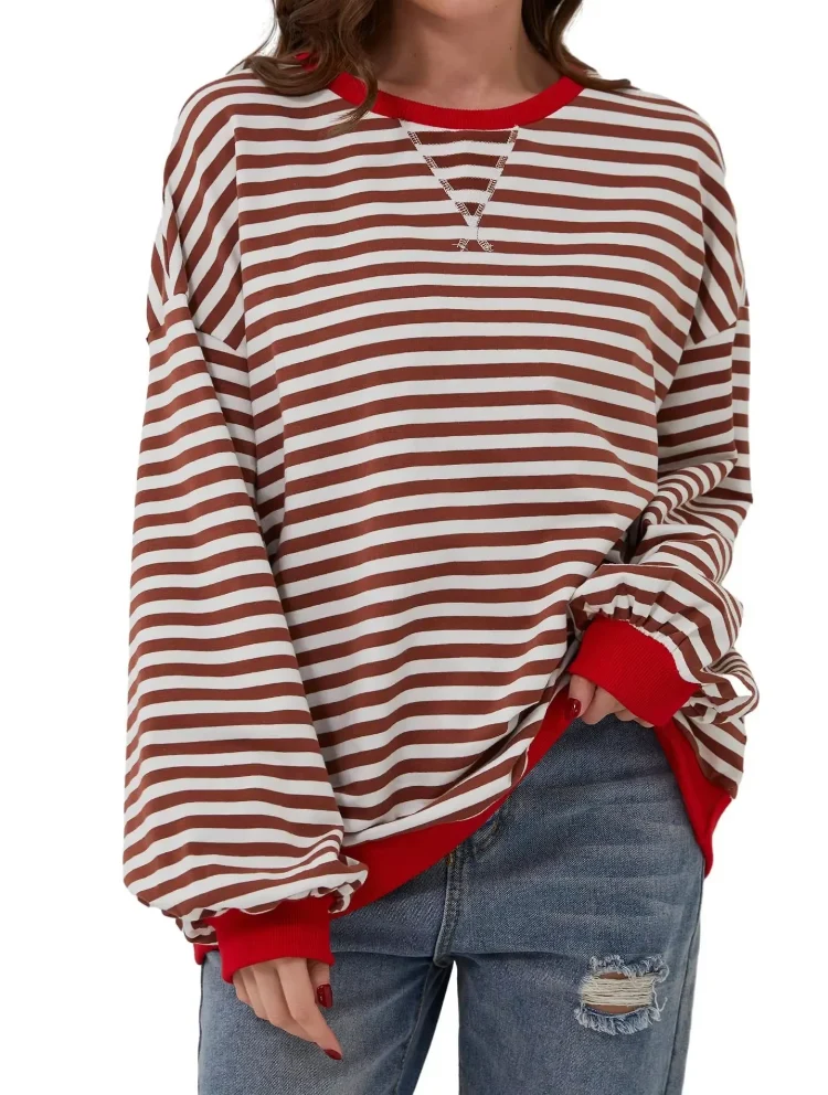 Lässiges Gestreiftes Sweatshirt Weich und Stilvoll Perfekt für Entspannte Tage
