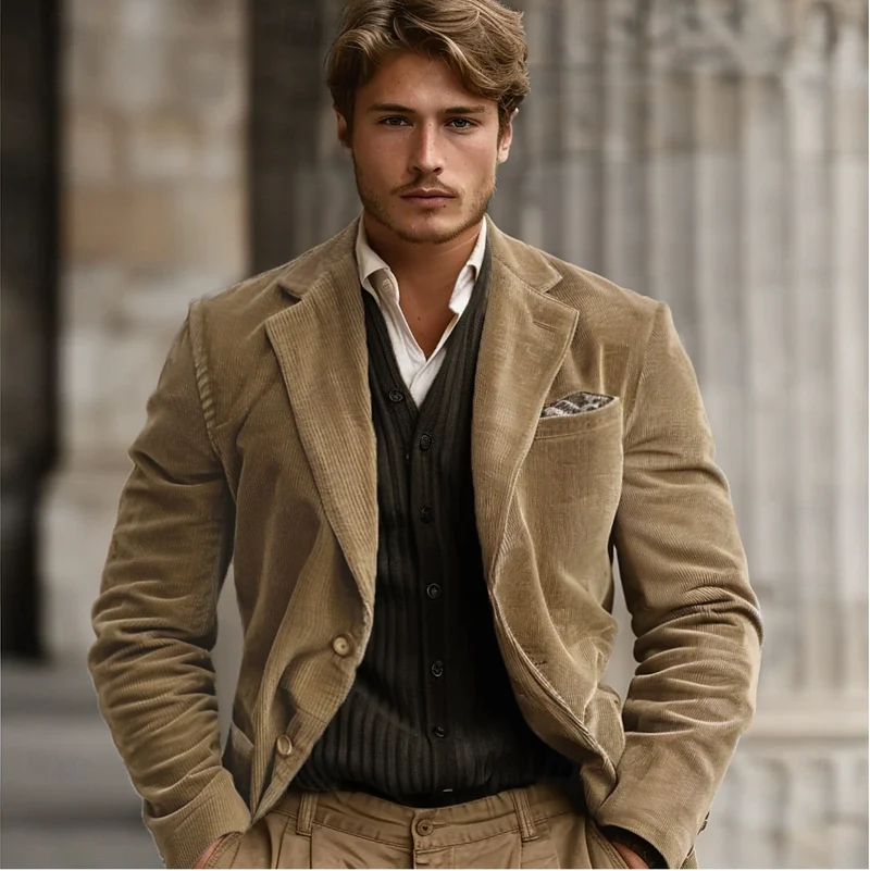 Nord Taschen | Herren Khaki Corduroy Blazer Jacke - Tim Elegance